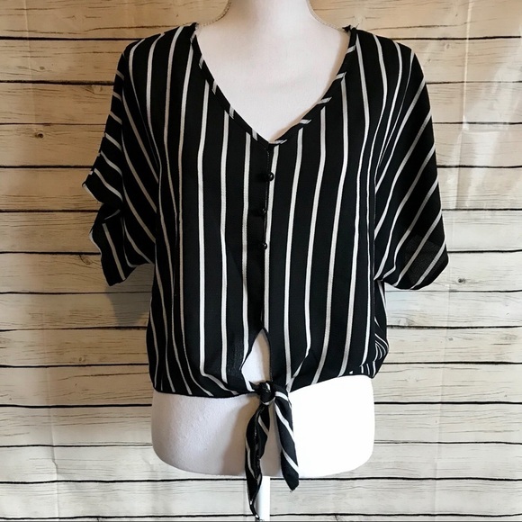 Papermoon Tops - Papermoon by Stitchfix Striped Tie Dolman Top